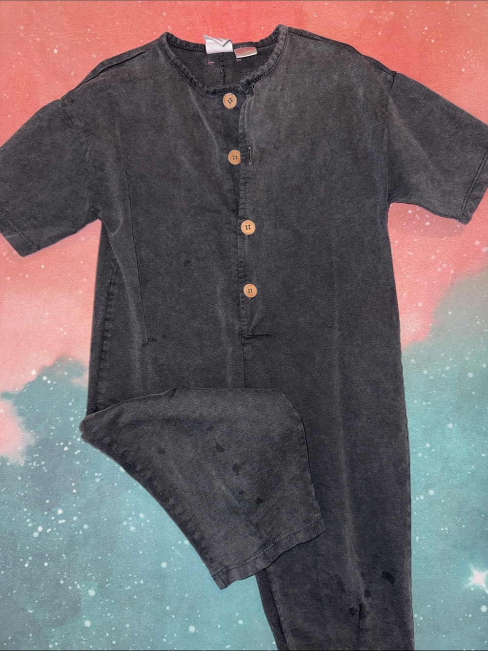 Zara Black Button-Front Children's onesie 2 3 minimalist